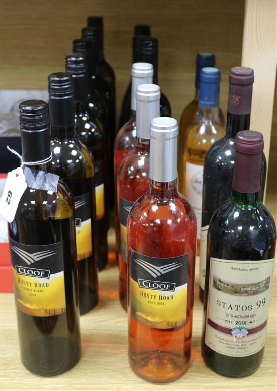 Sixteen bottles of mixed wines